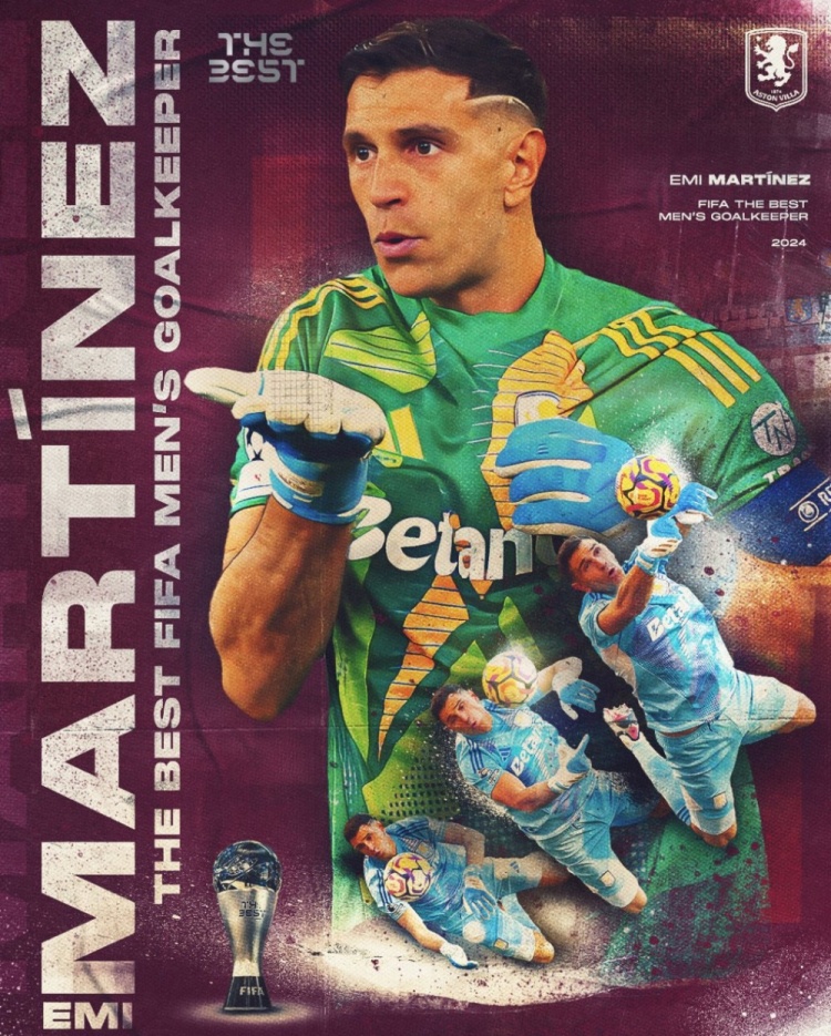 馬丁內(nèi)斯榮獲FIFA2024男足最佳門將！維拉：祝賀迪布再次最佳</p></div>
                <div   id=
